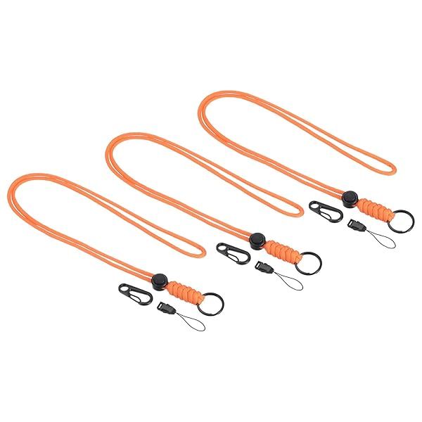 PATIKIL Badge Lanyard 20 Inch, 3 Pack Necklace Keychain Cord Metal Clasp Hook Ring Strap for Keys Whistle ID Card Badge Holder, Orange
