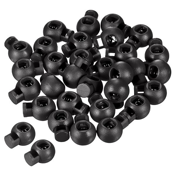 PATIKIL Cord Locks, 30 Pack Ball Spring Toggle Stopper for Drawstring Bag Shoelaces, Black