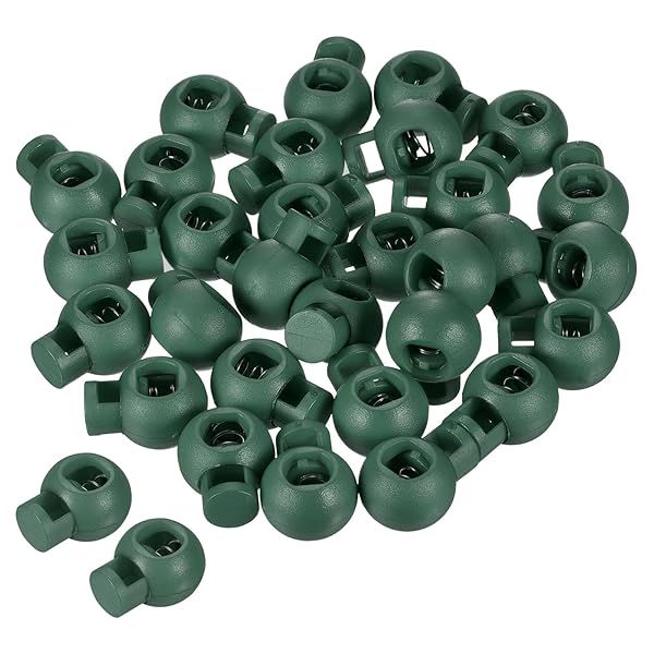 PATIKIL Cord Locks, 30 Pack Ball Spring Toggle Stopper for Drawstring Bag Shoelaces, Dark Green