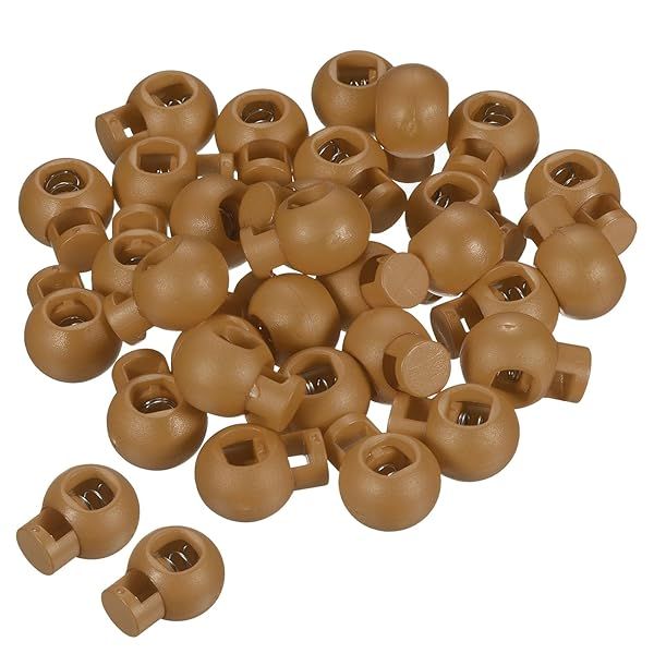 PATIKIL Cord Locks, 30 Pack Ball Spring Toggle Stopper for Drawstring Bag Shoelaces, Khaki