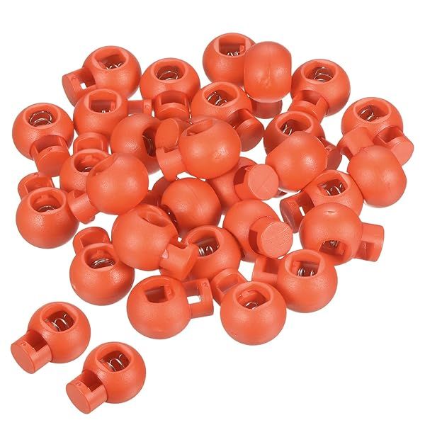 PATIKIL Cord Locks, 30 Pack Ball Spring Toggle Stopper for Drawstring Bag Shoelaces, Orange Red