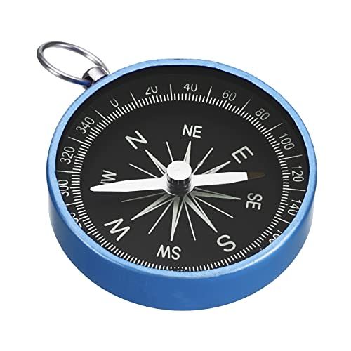 PATIKIL Pocket Compass, Survival Sports Navigation Compass with Key Ring for Outdoors Camping Hiking, Blue