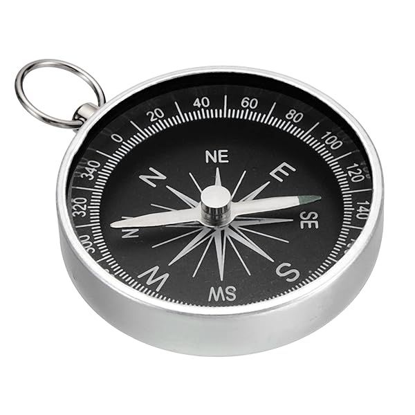 PATIKIL Pocket Compass, Survival Sports Navigation Compass with Key Ring for Outdoors Camping Hiking, White