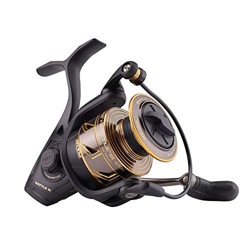 Buy PENN Battle III Spinning Inshore Fishing Reel - Durable HT-100 Front Drag, 15lb Max, 4000 Black Gold