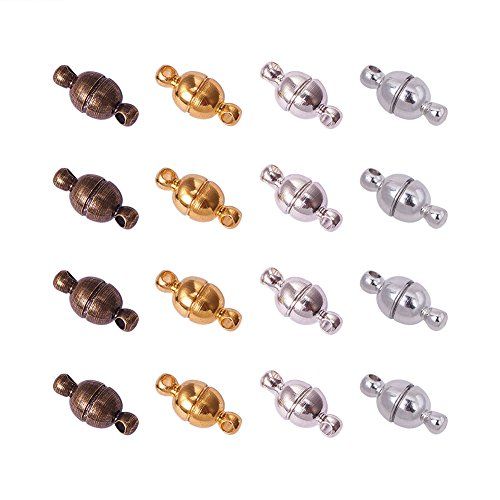 PH PandaHall 100 Sets Brass Magnetic Clasps Mixed Color Round Magnet Converter for Jewelry DIY Bracelet and Necklace Making