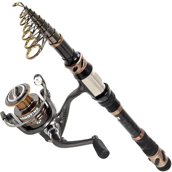 PLUSINNO 7.87FT Carbon Fiber Fishing Rod & Reel Combo - Telescopic Spinning Kit for Saltwater & Freshwater