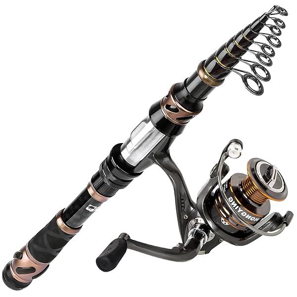 PLUSINNO Fishing Rod and Reel Combos Telescopic 24 Ton Carbon Matrix with 12 Plus 1 Shielded Bearings Stainless Steel Spinning Reel