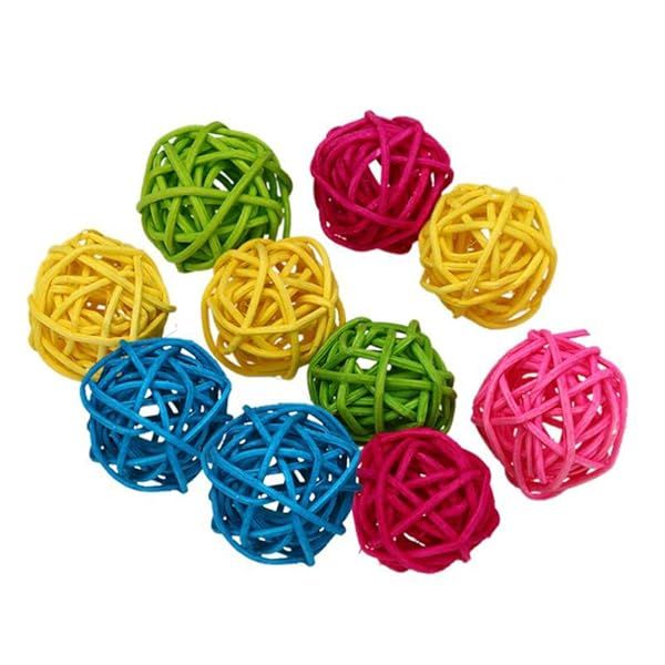 POPETPOP 10Pcs Rattan Balls for Birds - Chew Toys & Hanging Ornaments for Parrots & Small Animals