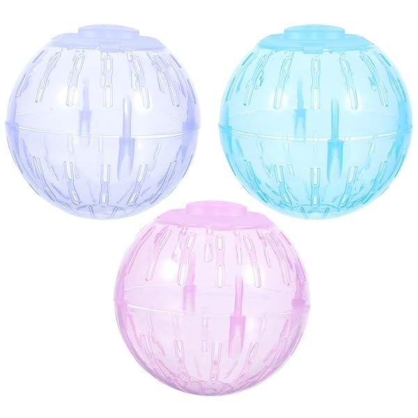POPETPOP Hamster Exercise Ball Set of 3 Plastic 3.54inch Running Toys for Small Animals to Reduce Boredom and Increase Activity