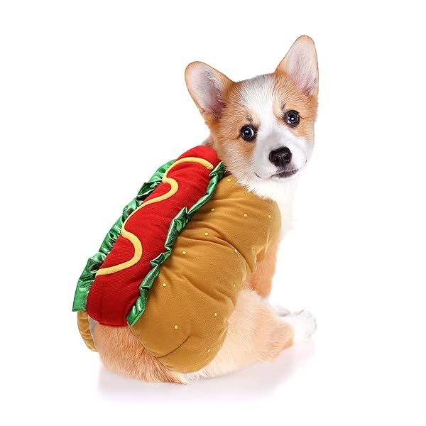 POPETPOP Hot Dog Pet Costume - Funny Hoodie for Dogs & Cats, Perfect for Halloween & Christmas - Size XS