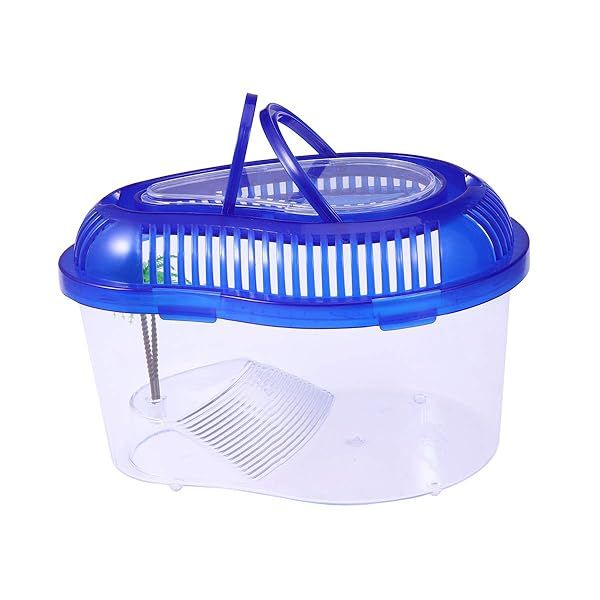 POPETPOP Reptile Carrier: Ideal Small Turtle Tank & Habitat with Cover, Handle & Basking Area for Mini Pets