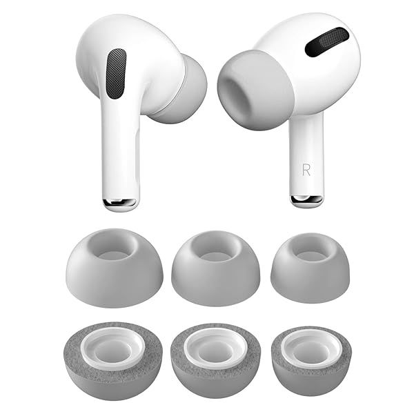 PZOZ Replacement Ear Tips for Apple AirPods Pro 3 Pairs Memory Foam Noise Reducing Eartips Compatible with Charging Case SML Gray