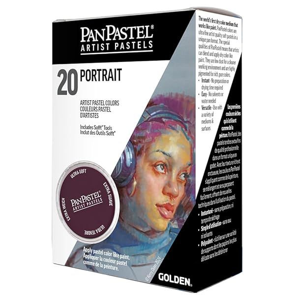 PanPastel Artist Pastels by GOLDEN Portrait Set 20 Color Professional Artist Pastels Unique Pan Format for Easy Blending and Application