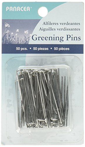 "Panacea Sharp Greening Pins 1.75" - 50 Pack Silver for Floral Arrangements & Crafts"
