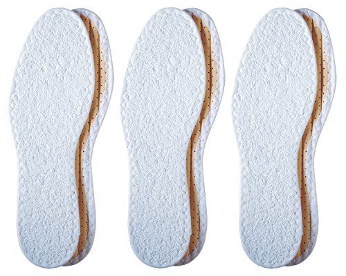 Pedag Summer Terry Cotton Sockless Insoles Barefoot Inserts Handmade in Germany Absorbs Sweat Controls Odor Washable US Men 11 EU 44 White 3 Pair