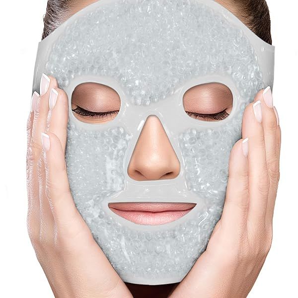 PerfeCore Facial Mask: Hot Cold Gel Beads for Puffy Eyes, Migraine Relief & Spa Therapy