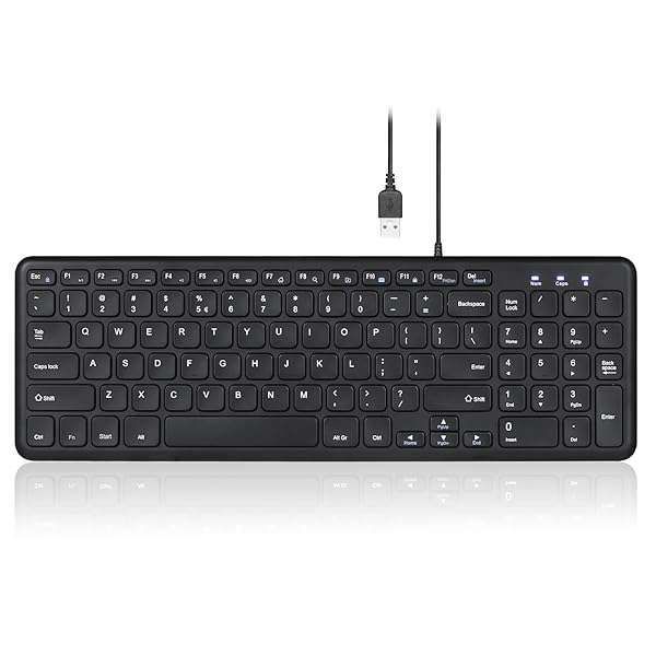 Perixx PERIBOARD-213U Silent USB Scissor Keyboard - Compact Design with Number Pad - Black US English