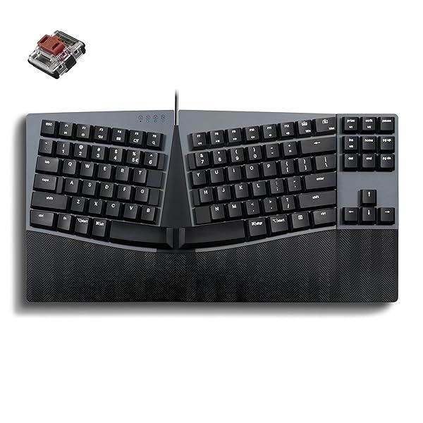 Perixx PERIBOARD-335BR Wired Ergonomic Mechanical Compact Keyboard - Low-Profile Brown Tactile Switches - Programmable Feature with Macro Keys - Compatible with Windows and Mac OS X - US English