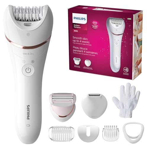 Philips Epilator Series 8000: Wet & Dry 3-in-1 with Shaver & Trimmer - 8 Accessories for Women (BRE720/14)