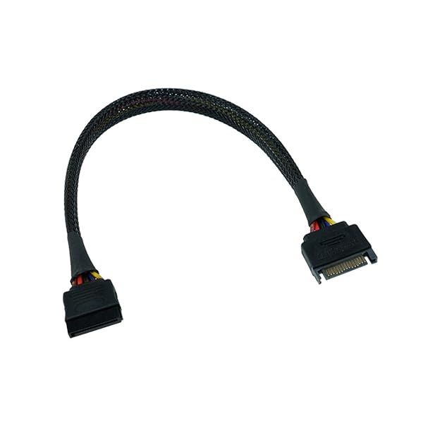 Phobya 30cm SATA Power Extension Cable - Sleek Black Sleeved Design for Optimal Performance