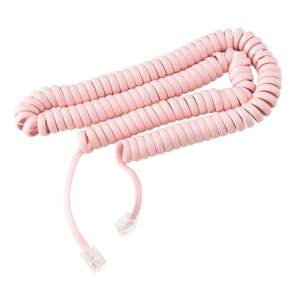 Ladies Pink 15ft Phone Cord for Landline Phones Tangle-Free Handset Curly Telephone Cord Easy to Use Excellent Sound Quality for Home or Office