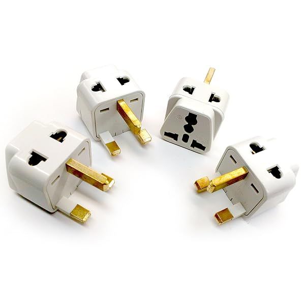 2-in-1 Universal Type G Travel Adapter - UK, England, Hong Kong - 4 Pack for Ireland, Scotland, London & Dublin