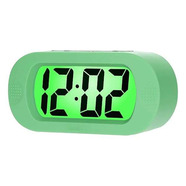 Plumeet Kids Alarm Clock: Large LCD Travel Clock with Snooze, Night Light & Ascending Sound - Perfect Gift for Kids (Cyan)
