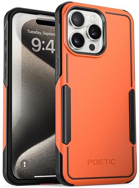 Poetic Neon Series Slim Shockproof Case for iPhone 15 Pro Lightweight Drop Protection Orange 2023 Cover