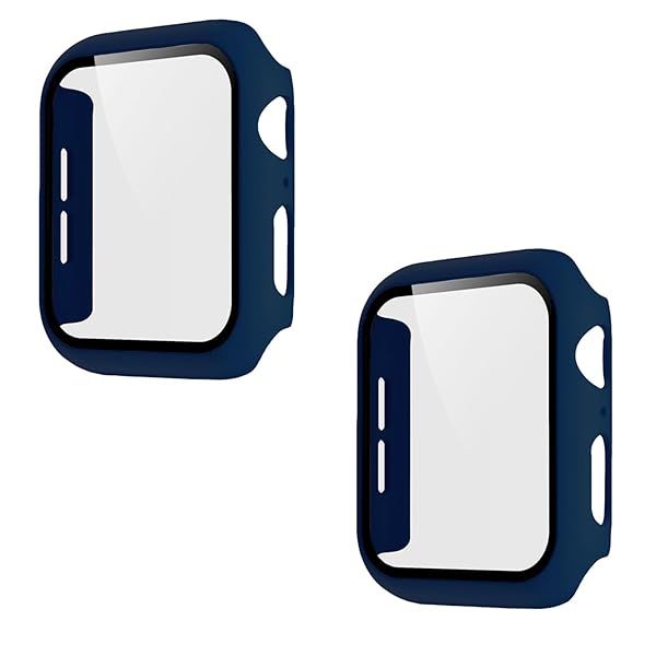 Pokanic 2 Pack Tempered Glass Case for Apple Watch 1/2/3/SE - Full Screen Protector, Midnight Blue, 38mm