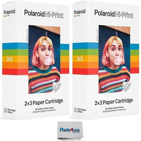 Polaroid Hi-Print 2x3 Paper Cartridge Bundle - 40 Sheets & Cleaning Cloth Included