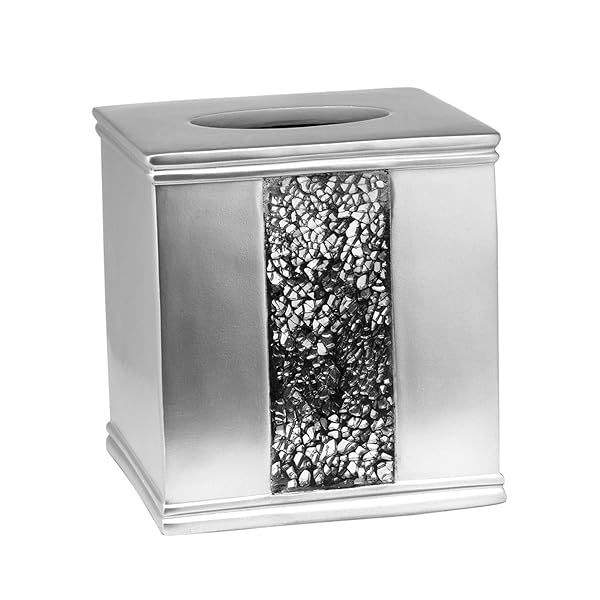 Elegant Bath Silver Sinatra Tissue Box: Stylish Storage for Your Bathroom