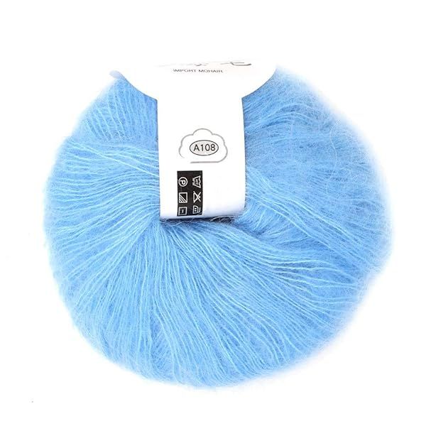 Soft Mohair Angora Wool Yarn for DIY Knitting & Crochet - Light Blue - Perfect for Cozy Projects!