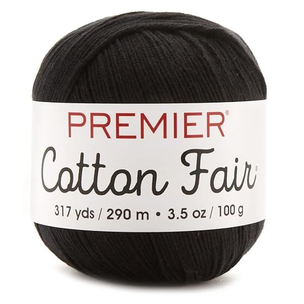 Premier Yarns Cotton Fair Solid Yarn in Black - 317 Yards of Premium Quality for Knitting & Crochet