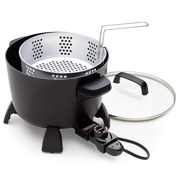 Presto 8-Quart Big Kettle: Versatile Steamer & Deep Fryer Multi-Cooker in Black