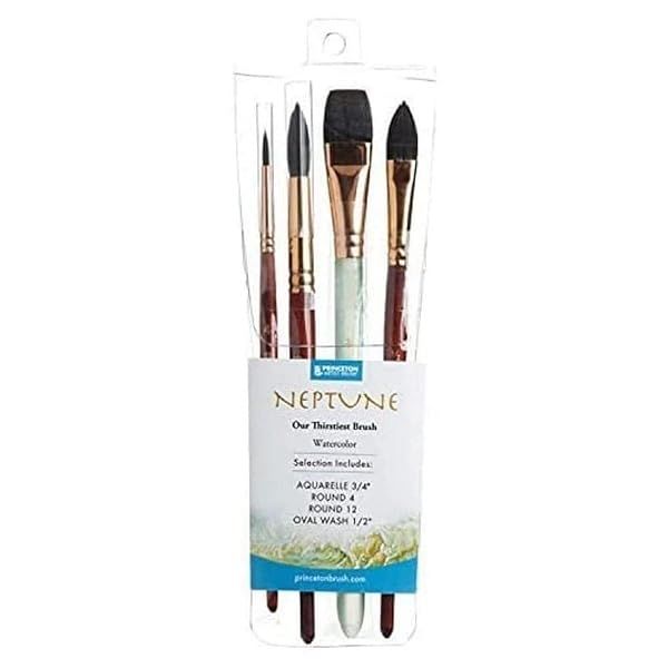 Princeton Neptune Short Handle Professional Paintbrush Set for Maximum Colour Holding and Consistent Flow Durable Affordable Set of 4 Brushes