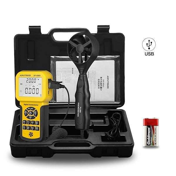 Pro HVAC Anemometer CFM Meter: Handheld Wind Speed & Air Flow Meter with Backlight, Max/Avg/Min Functions - AP-856A