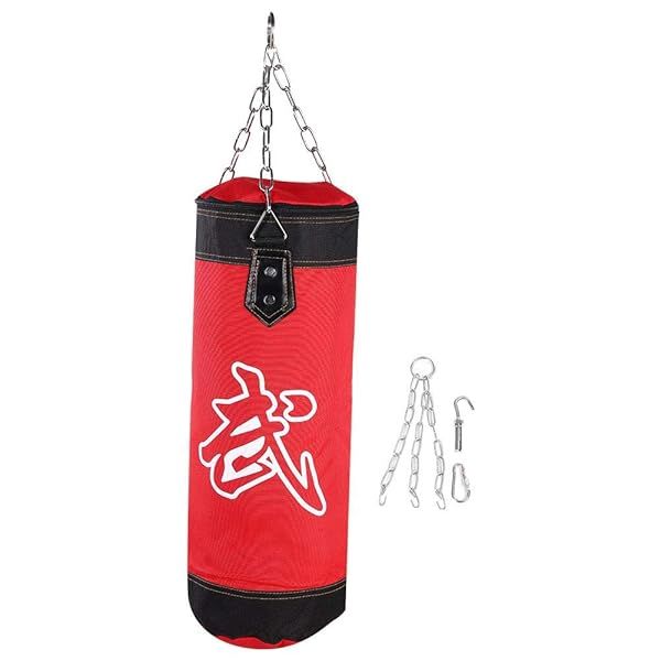 50LB Heavy Boxing Punching Bag - Empty Sandbag for MMA, Kickboxing & Muay Thai Training (60CM Red) - Perfect for Kids & Adults