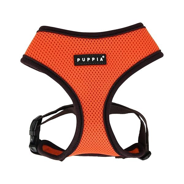Puppia Soft Harness II Orange Medium Comfortable Dog Harness for Easy Walking