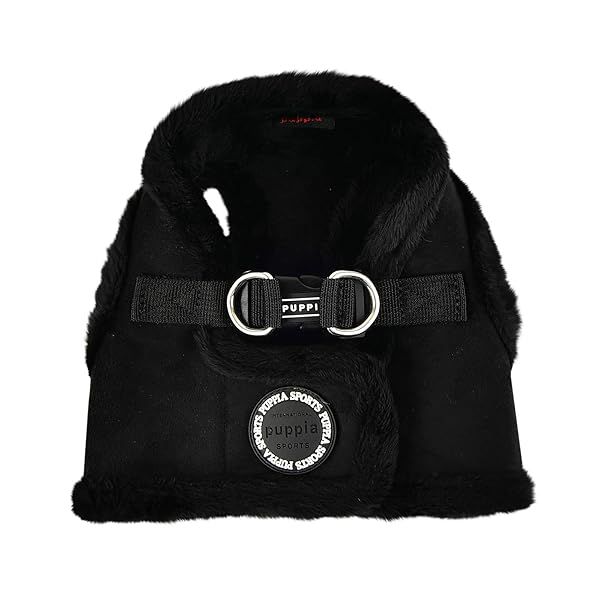 Puppia Terry Vest Dog Harness Step-in Winter Suede No Choke No Pull for Small Medium Dogs Black Small