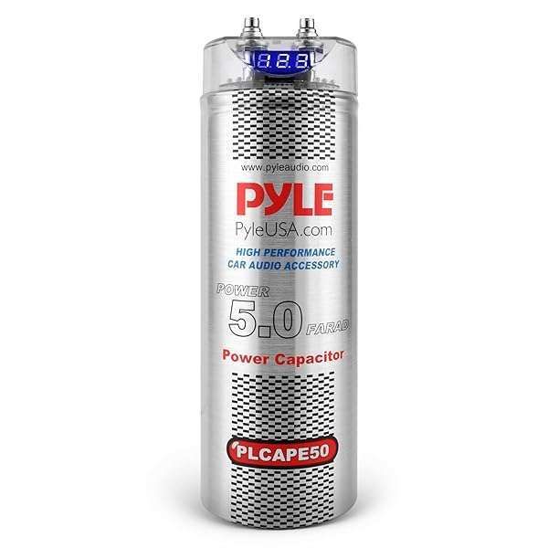 Buy Pyle 5.0 Farad Digital Power Capacitor - High-Performance Car Audio with Blue Display & Over Voltage Protection