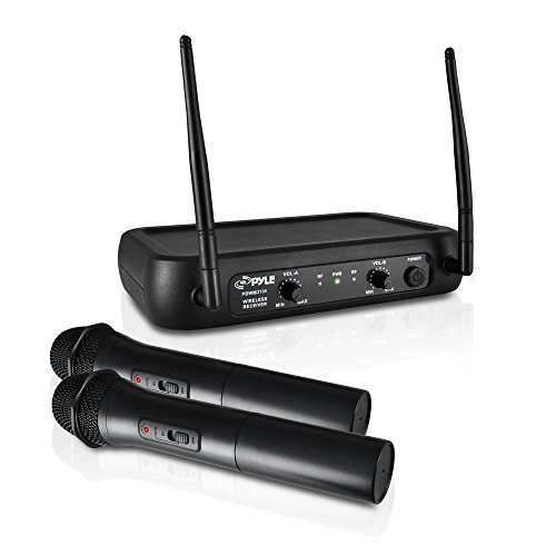 Buy Pyle VHF Dual Frequency Wireless Microphone System - 2 Handheld Mics for PA, Karaoke & DJ Parties (PDWM2135)