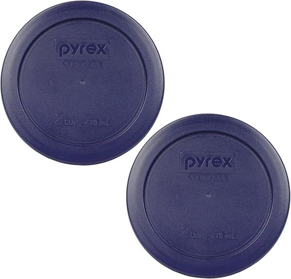 Buy Genuine Pyrex 7200-PC 2 Cup Dark Blue Round Storage Lids - 2 Pack for Perfect Fit & Durability