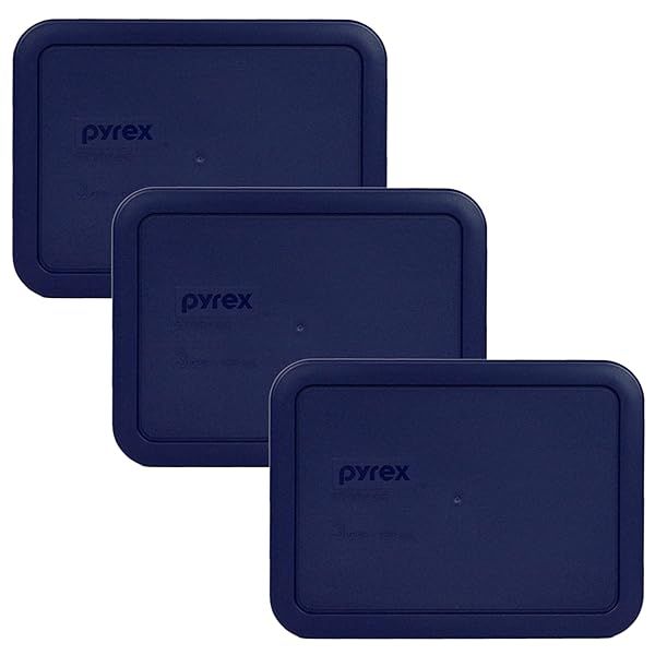 Buy Genuine Pyrex Bundle: 3-Cup Blue Plastic Lids - Original USA Made - 7210-PC Set