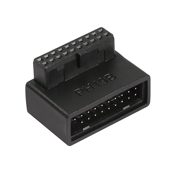QIANRENON USB 3.0 19/20 Pin Right Angle Adapter - Male to Female L Turn Socket for Desktop Motherboard