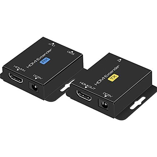 QIUB XCL Black 60m HDMI Extender CAT 678 UTP 1080P Rj45 Compatible with Blue-ray Fire Stick 200 Feet EDID Input Port DC 5V Power