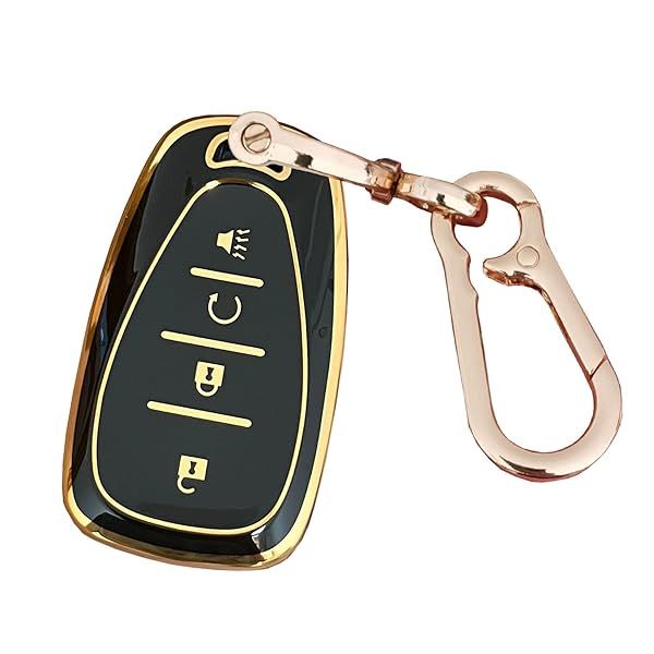 QIXIUBIA for Chevrolet Key Fob Cover Key Fob Shell with Keychain Fit for Chevy 2016-2020 Malibu Cruze Camaro Volt Blazer Traverse (for Chevy A, Black)