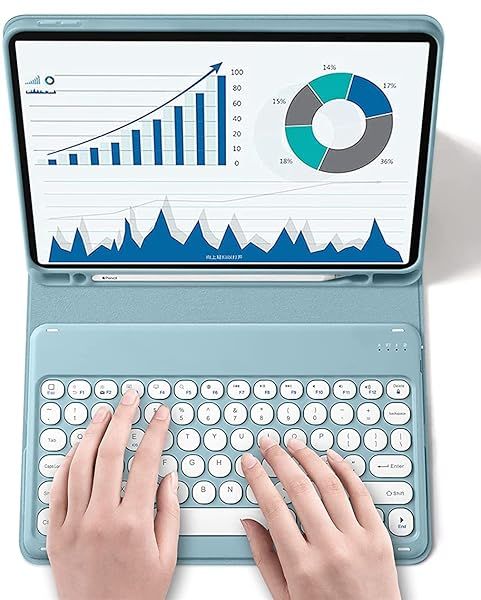 QIYIBOCASE Galaxy Tab S6 Lite Keyboard Case with S Pen Holder Magnetic Detachable Round Keys for SM-P620 P625 P613 P619 P615 P610 Blue