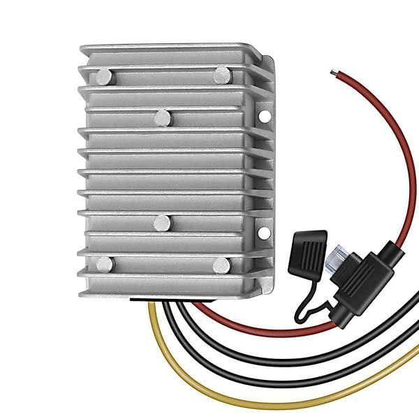 QJFCare Waterproof DC Buck Converter 36V 48V to 12V 30A Adjustable Power Transformer for Golf Cart Car Vehicle