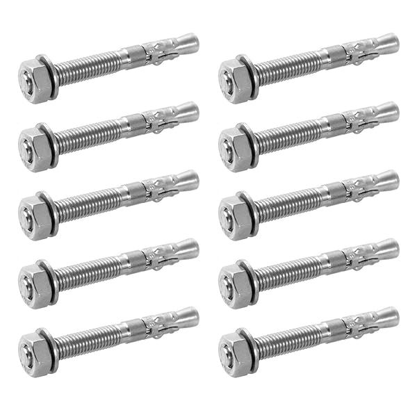 "QWORK 10 Pack 5/16" X 2-3/4" Stainless Steel Wedge Anchors for Office, Garage & Marine Use"
