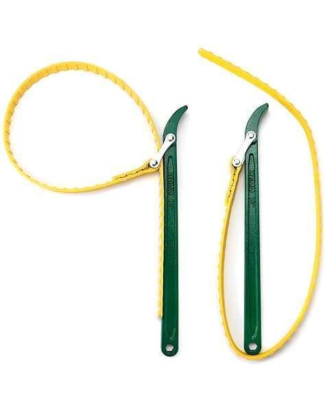 "QWORK 15" Belt Strap Wrench 2-Pack: Adjustable Oil Filter Opener with 35.5" Capacity for Multi-Purpose Use"